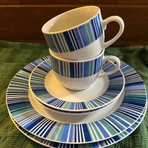 La Vie, Blue, White, Green... Dessert Plate/Teacup/&Saucer Set ( Purchased in Ge